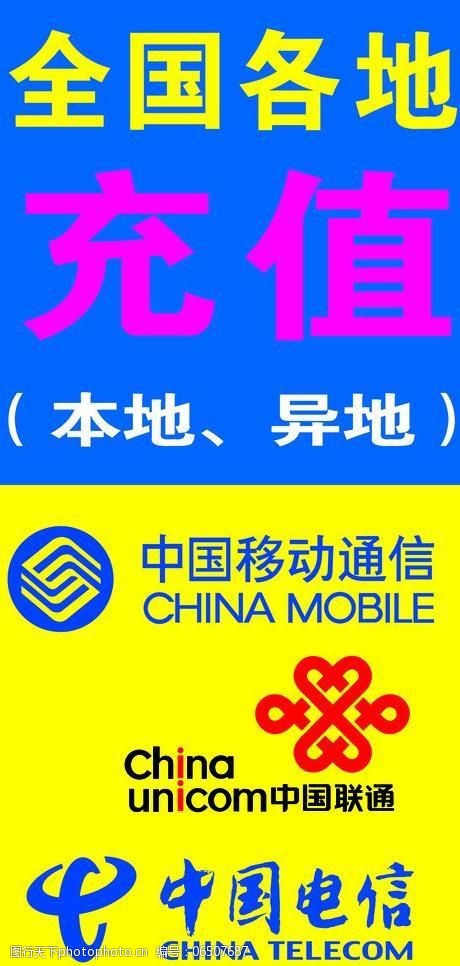 联通移动电信话费充值图片