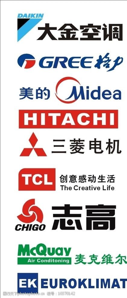 关键词:电器产品标志 大金格力美的三菱tcl志高麦克维尔ek 企业logo