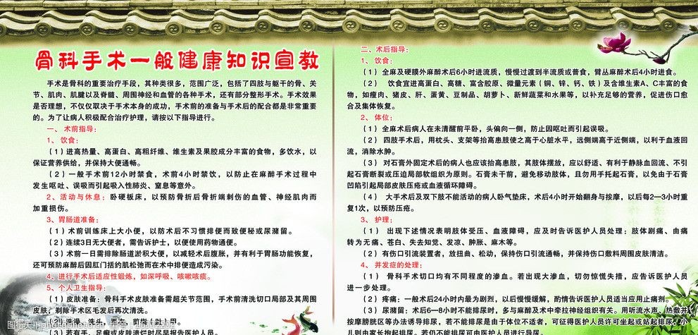 骨科手术一般健康知识宣教图片