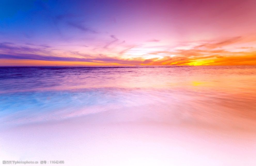 夕阳海滩美景图片