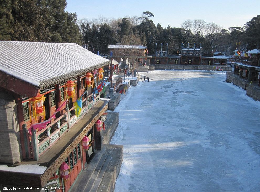 颐和园苏州街冰雪图片