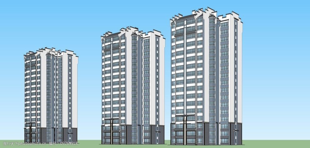 关键词:江南风格透视 徽派 建筑 高层 住宅        sketchup 建筑设计