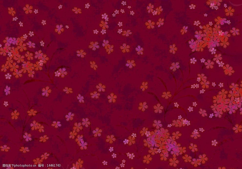 关键词:布艺背景 花朵 花纹 红色 暗红 花色 背景 花边花纹 底纹边框