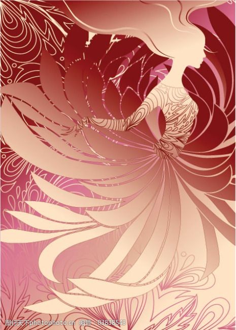 矢量淡雅手绘美女图片