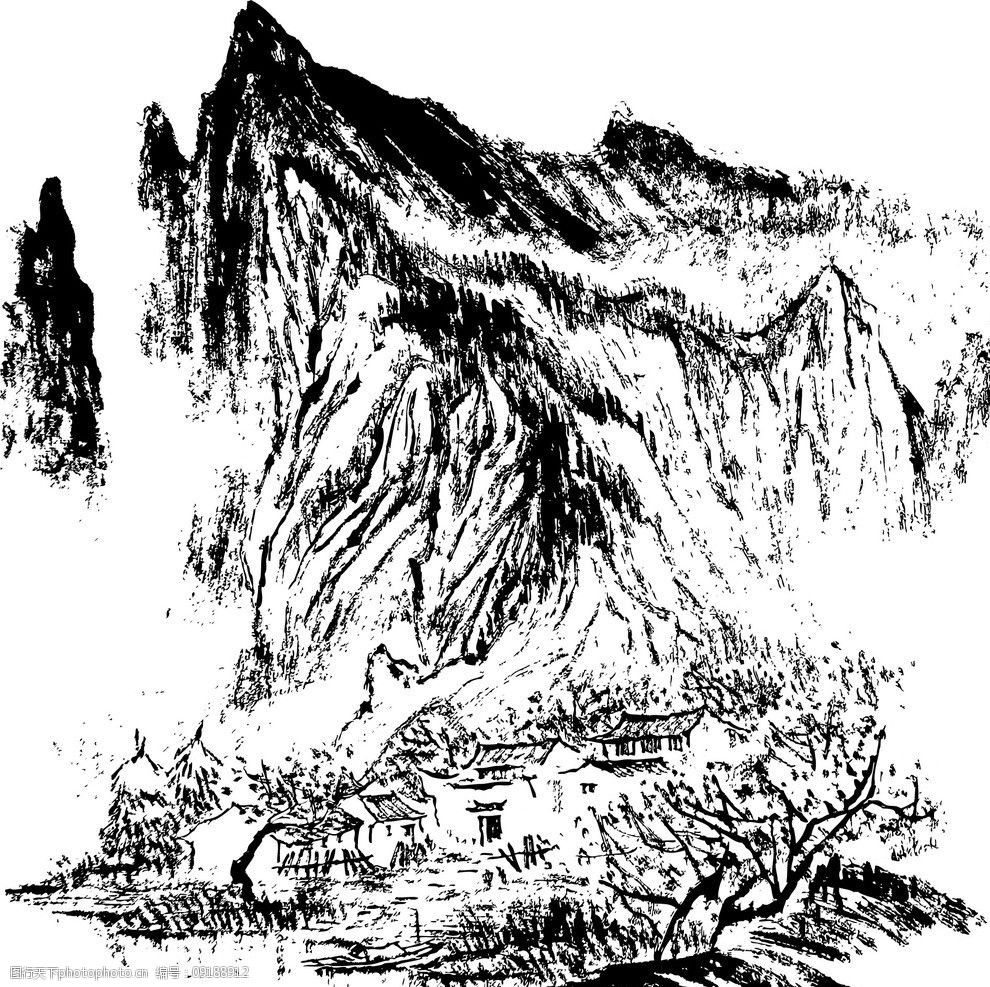 关键词:水墨山水画 山水 水墨 山 树 山水风景 自然景观 矢量 ai