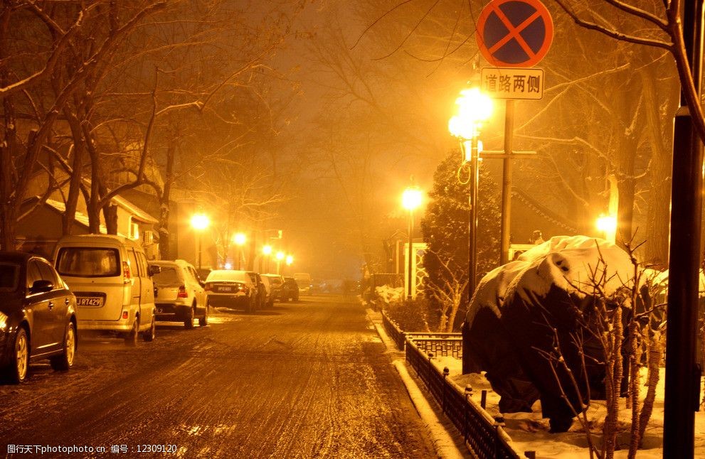 关键词:雪后后海街道 后海 雪景 夜景 街道 道路 雪后 路灯 国内旅游