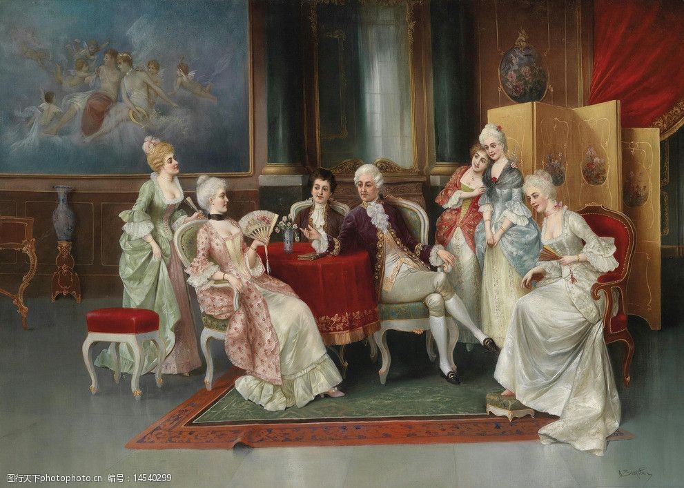 油画古典贵族宫廷人物图片