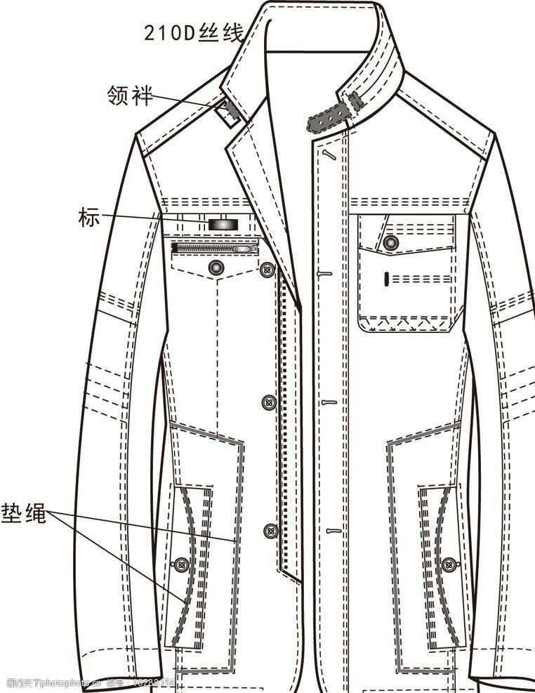 男款 手绘 外套 矢量ai 户外 立领 服装款式图 服装设计 广告设计
