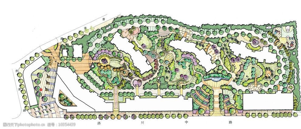 关键词:手绘居住区彩平图 手绘 居住区 彩平图 景观 节点 景观设计