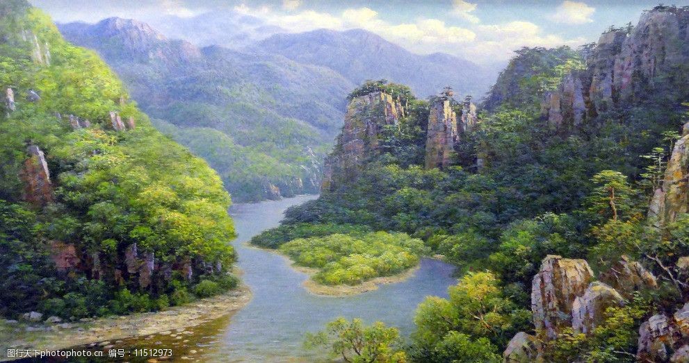 关键词:鸭绿江 早春 大峡谷 两岸 中国山水 山水图 春日 绘画书法