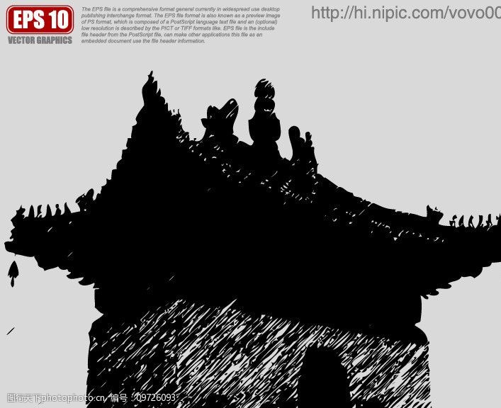 古建筑矢量剪影图片