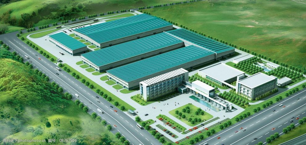 关键词:工厂鸟瞰图 工厂规划图 生产基地 模型 立体 3d作品 3d设计