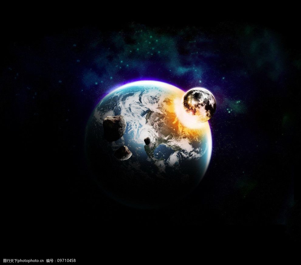 月球撞地球图片