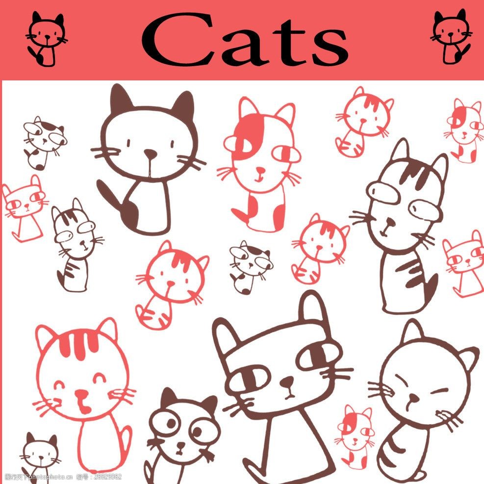 猫咪 笔刷 ps 手绘 卖萌 源文件 素材 abr 搞笑 卡通笔刷 ps笔刷
