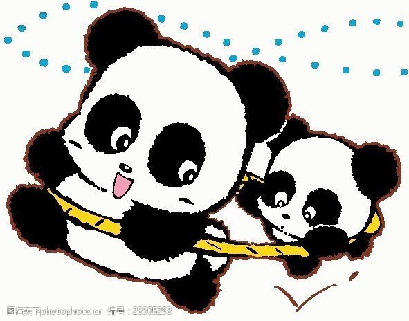 位图卡通动物熊猫可爱卡通呼啦圈免费素材
