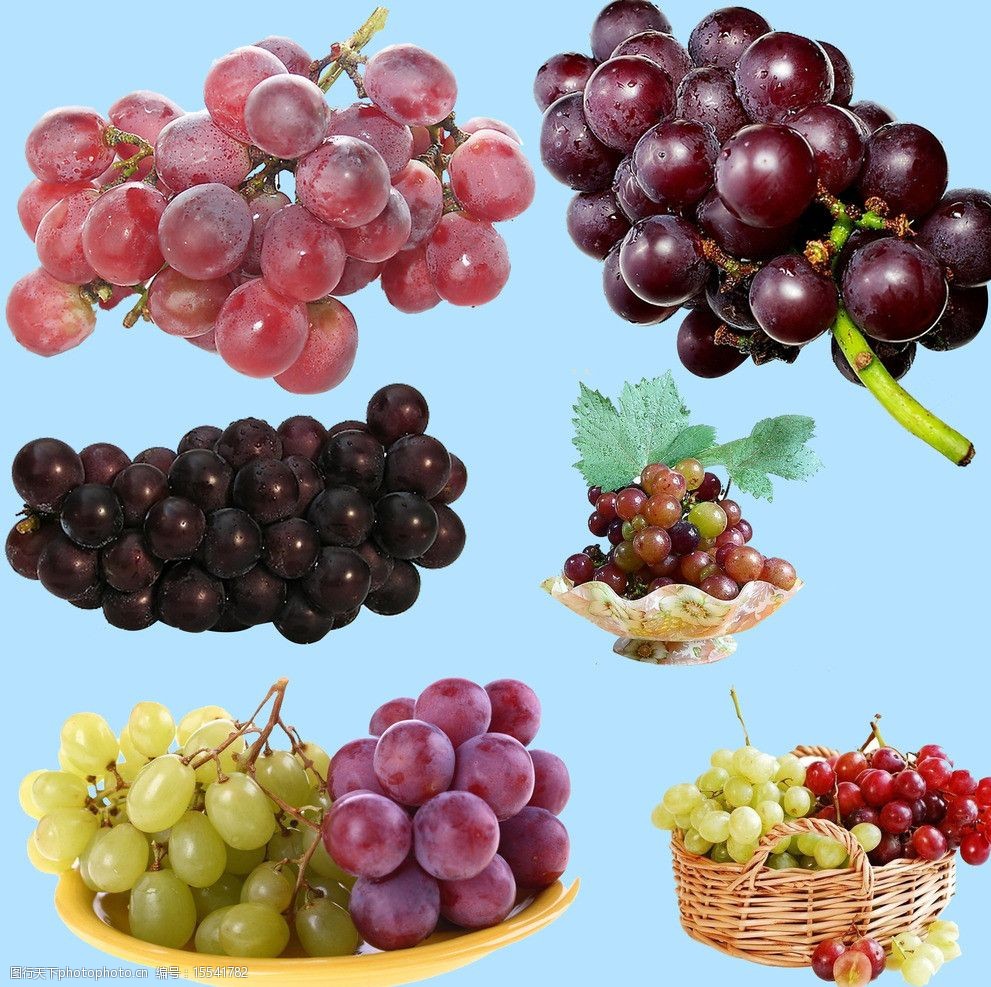 葡萄素材 水果素材 青葡萄 夏季水果 新鲜水果 紫葡萄 红葡萄 果盘