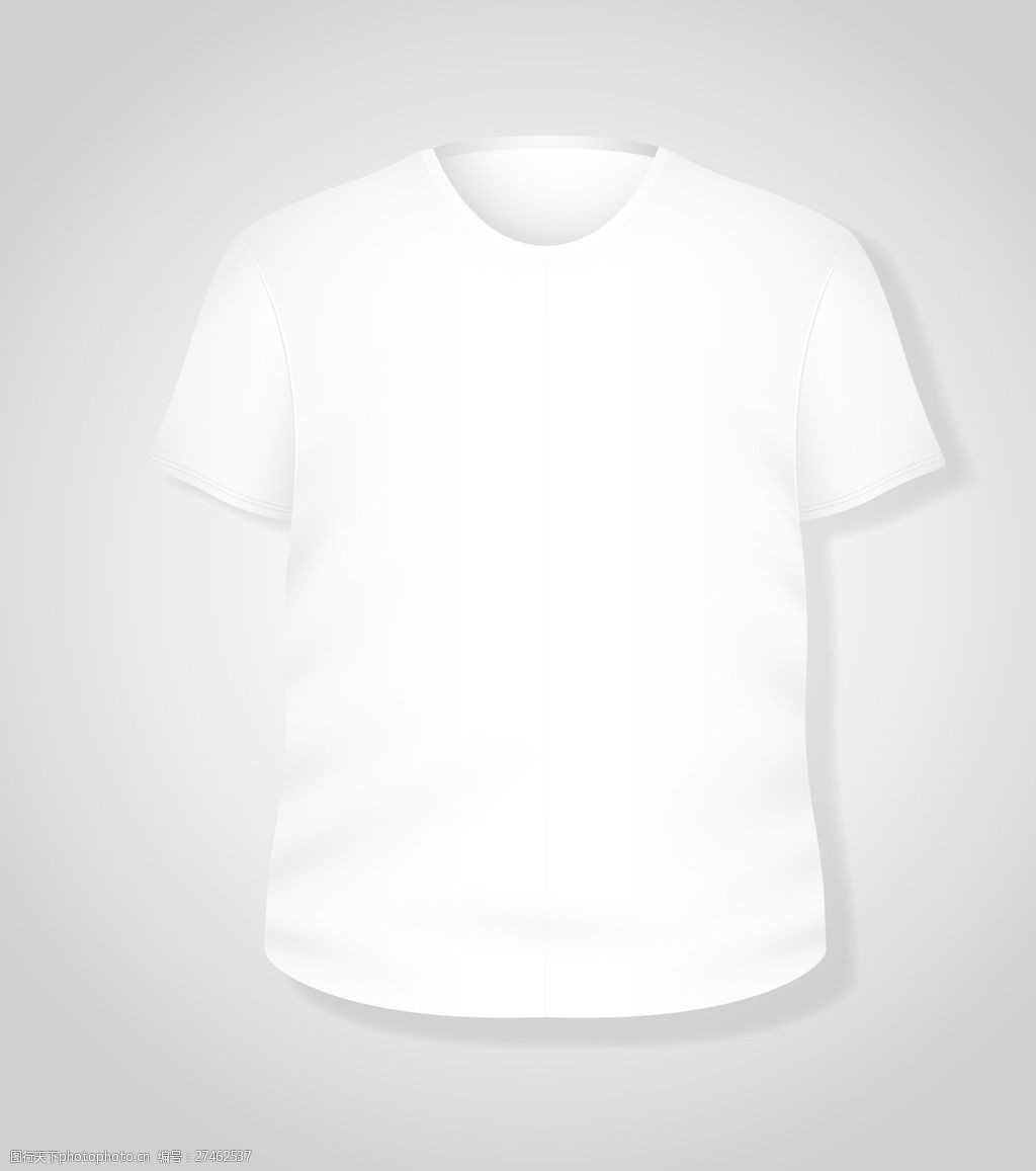 简单的白色t恤设计矢量插画模板