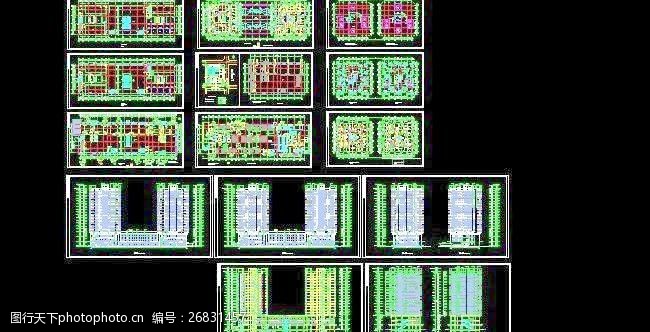 高层 商业 大厦 双拼高层商业大厦办公楼建筑设计图 房屋设计图 图纸