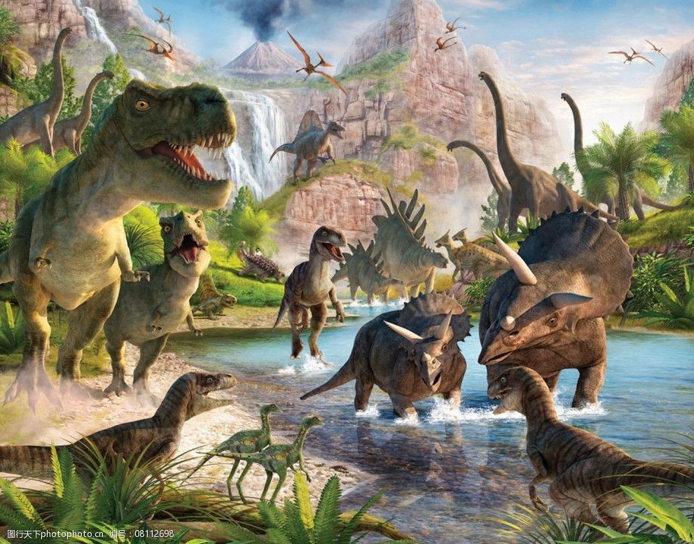 恐龙 远古 山水 动物 野生 打斗 爆炸 大山 战争 设计 其他 生物世界