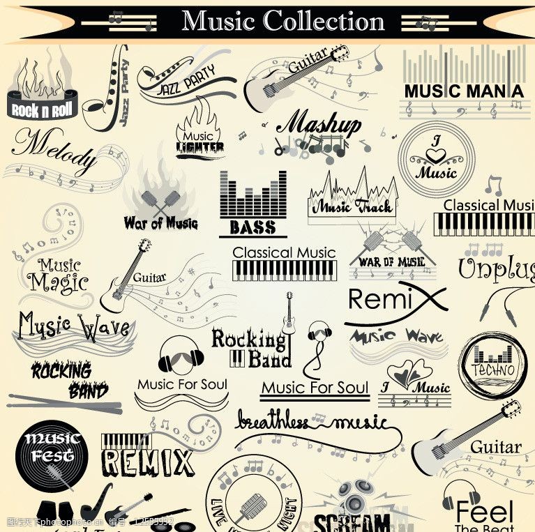 音乐收集英文手写字体图片