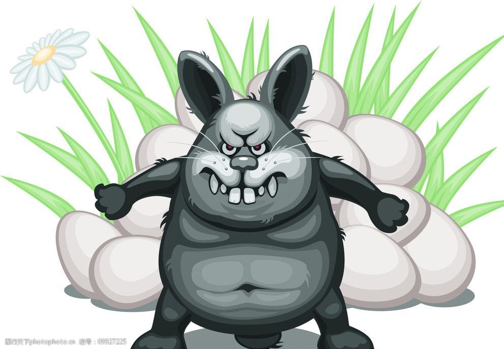 卡通兔 小动物 动物 可爱 兔子 漫画 卡通 插画 凶狠 保护 其他 动漫