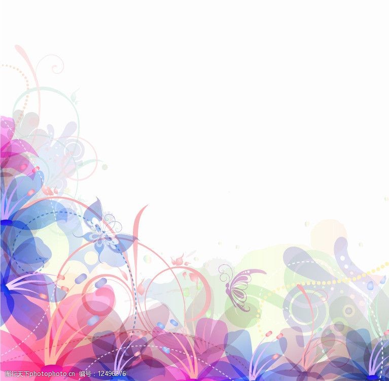 淡彩花朵背景矢量素材图片