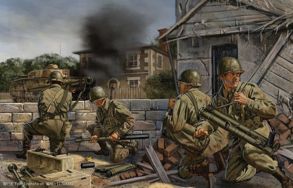 关键词:战争油画 战争绘画 美军 二战 战争画 插画 军事 题材 烟雾