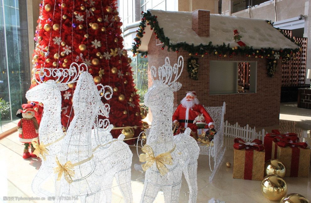 圣诞布置圣诞树圣诞屋圣诞老人图片