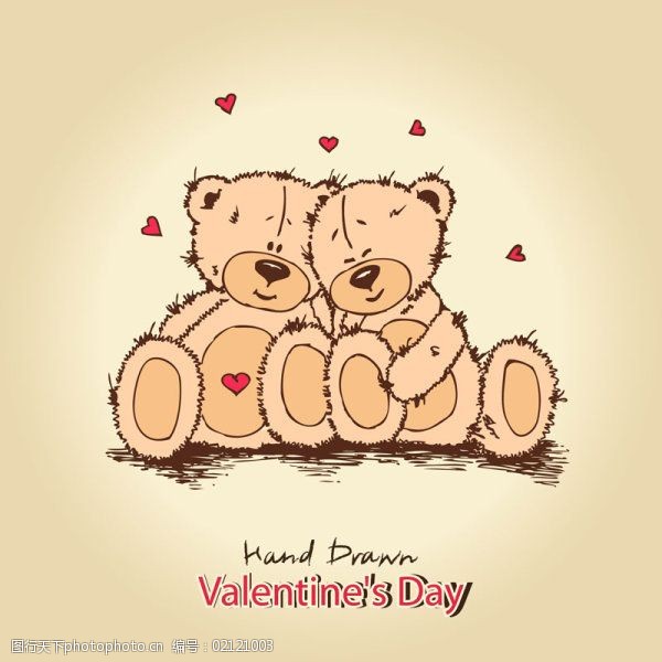 可爱情人节情侣泰迪熊矢量素材