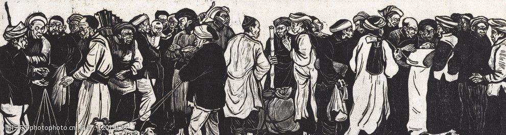 关键词:集市交易绘画 绘画 黑白 人群 集市 买卖 名画 绘画书法 文化
