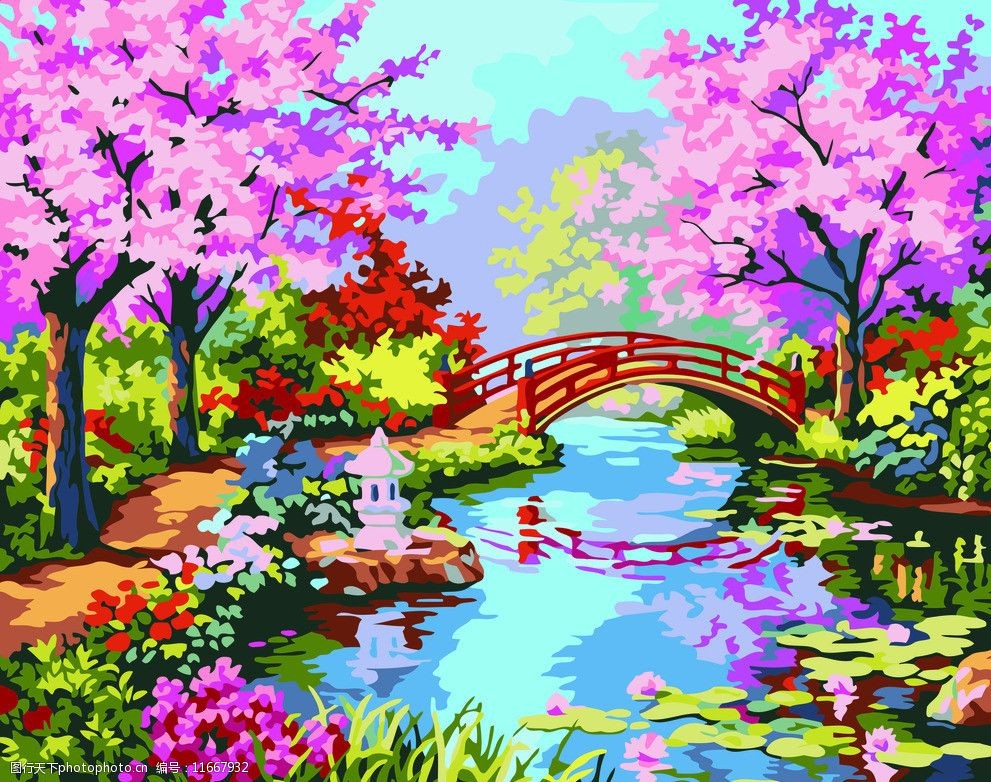 关键词:樱花之恋 樱花 粉色 自然 风光 花海 花树 小桥 流水 绘画书法