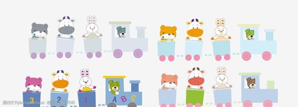 卡通动物列车图片