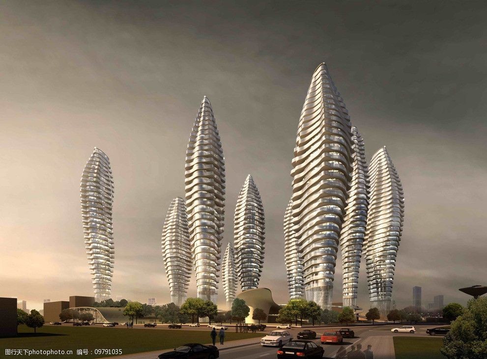 办公楼群效果图图片