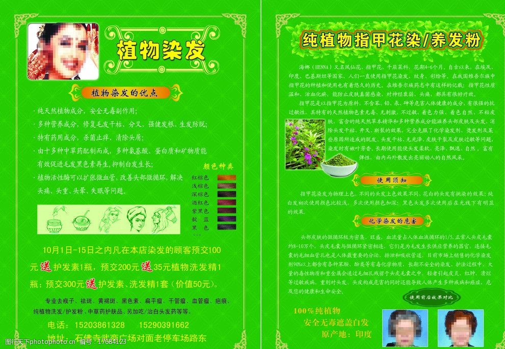 植物染发宣传单图片