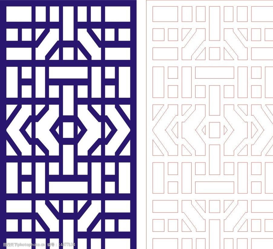 雕花隔断矢量花格中式背景墙图片