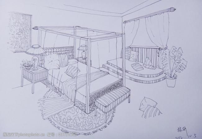 卧室设计手绘图片