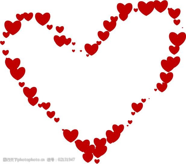 矢量红心组成的边框素材