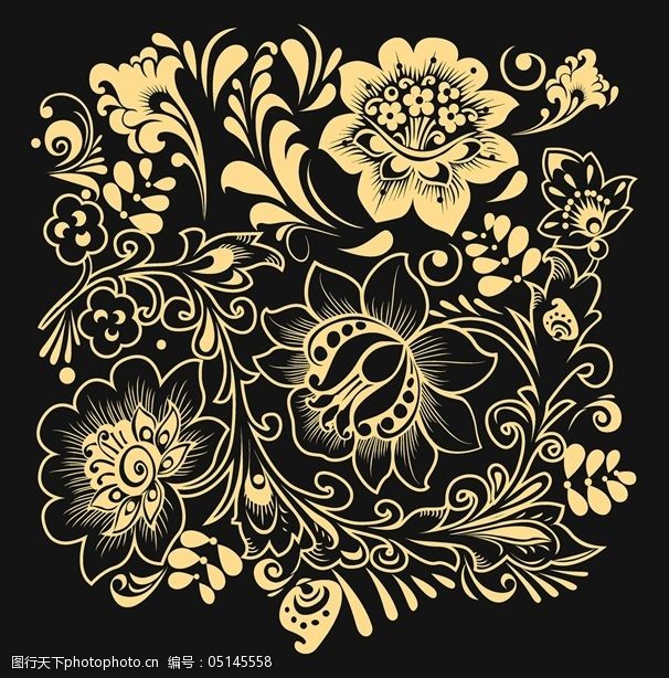 矢量华丽花朵装饰植物花纹素材