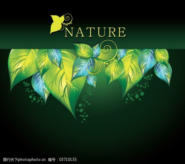 矢量绿色光点绚丽树叶背景