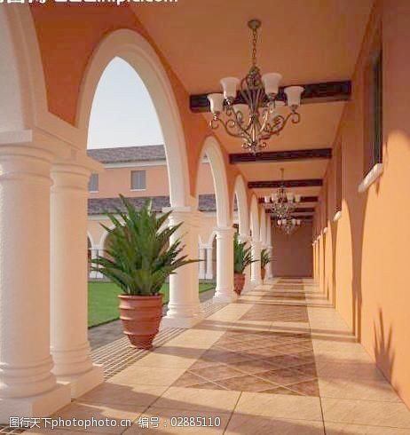 欧式走廊模型图片