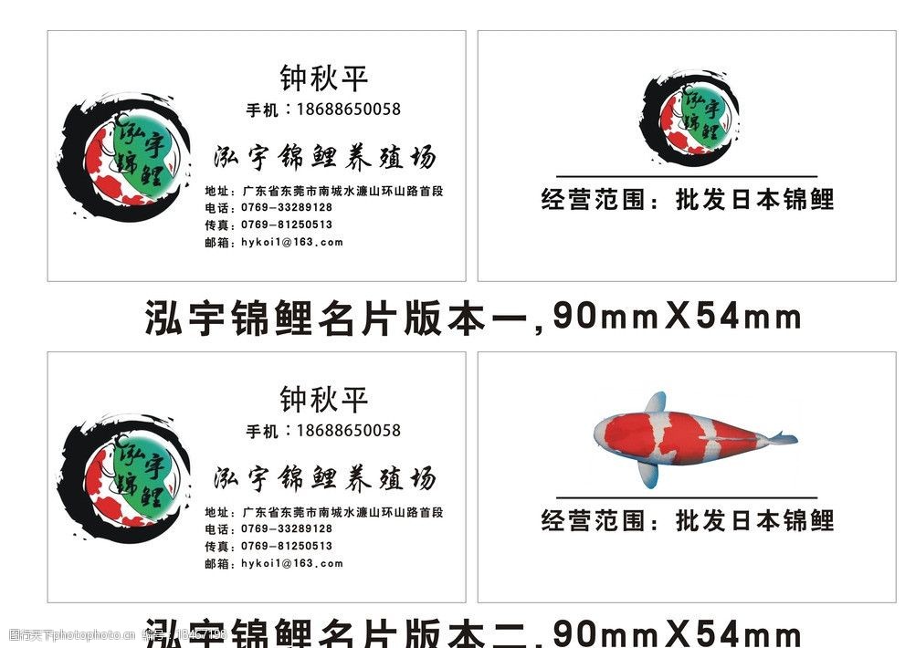 锦鲤养殖公司名片图片