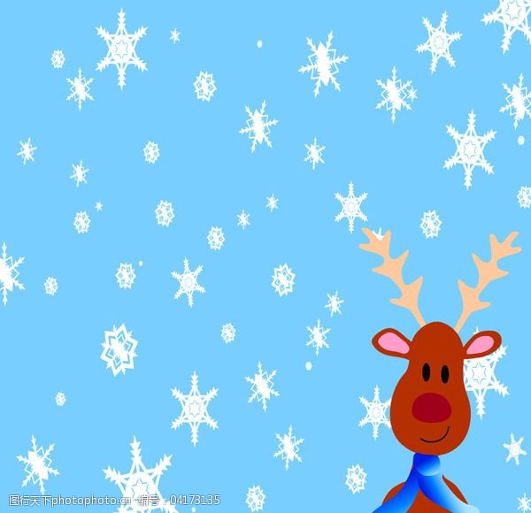 雪花驯鹿卡通背景