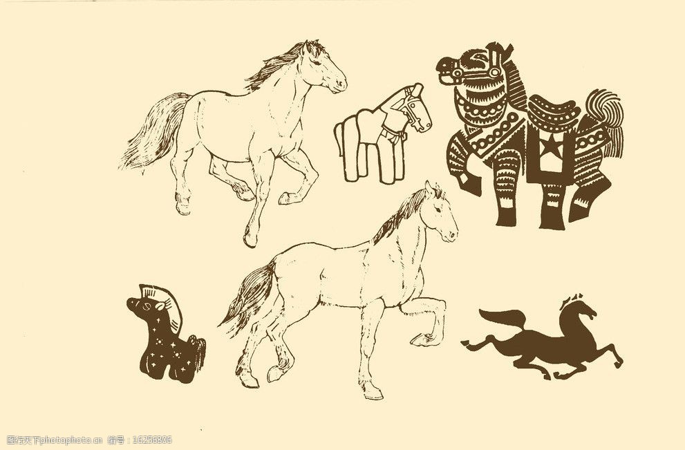 关键词:动物图案 马 卡通 动物 纹样 图案 白描 简笔画 儿童画 psd
