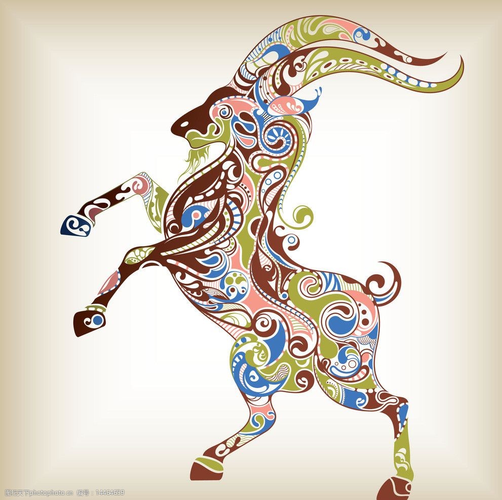 山羊花纹矢量素材图片