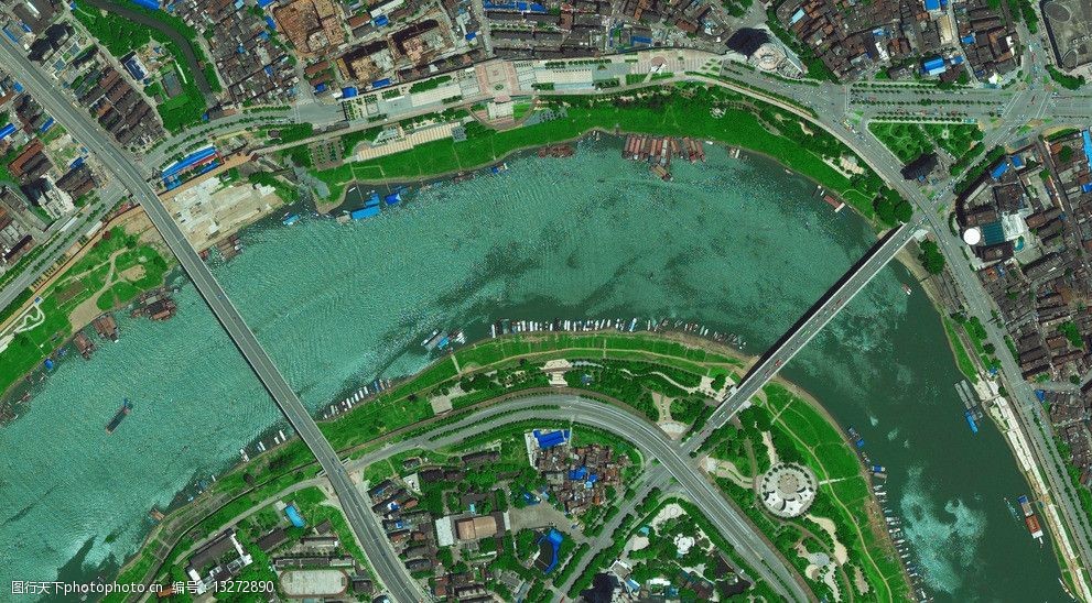现代科技 军事武器 关键词:南宁市区风景 西江 珠江鸟瞰图 卫星图