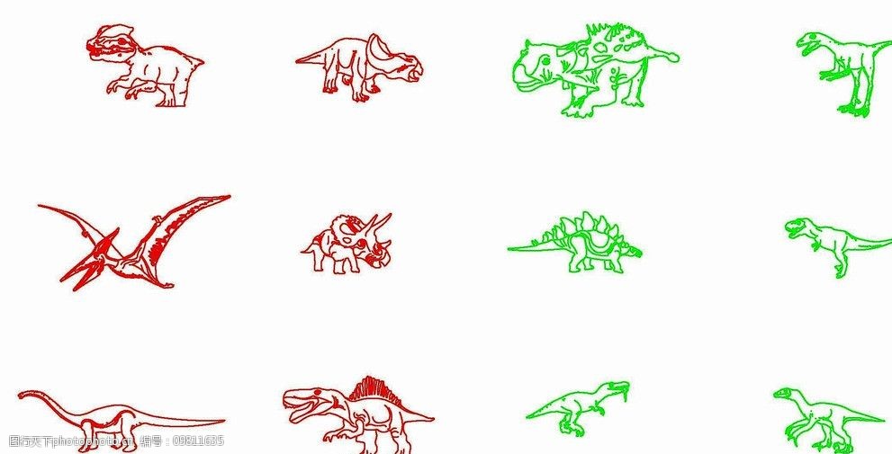 线描恐龙图片