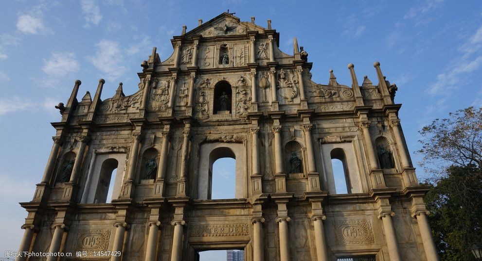 關鍵詞:澳門大三巴 澳門 大三巴 建築 藍天 景點 人文 國外旅遊 旅遊