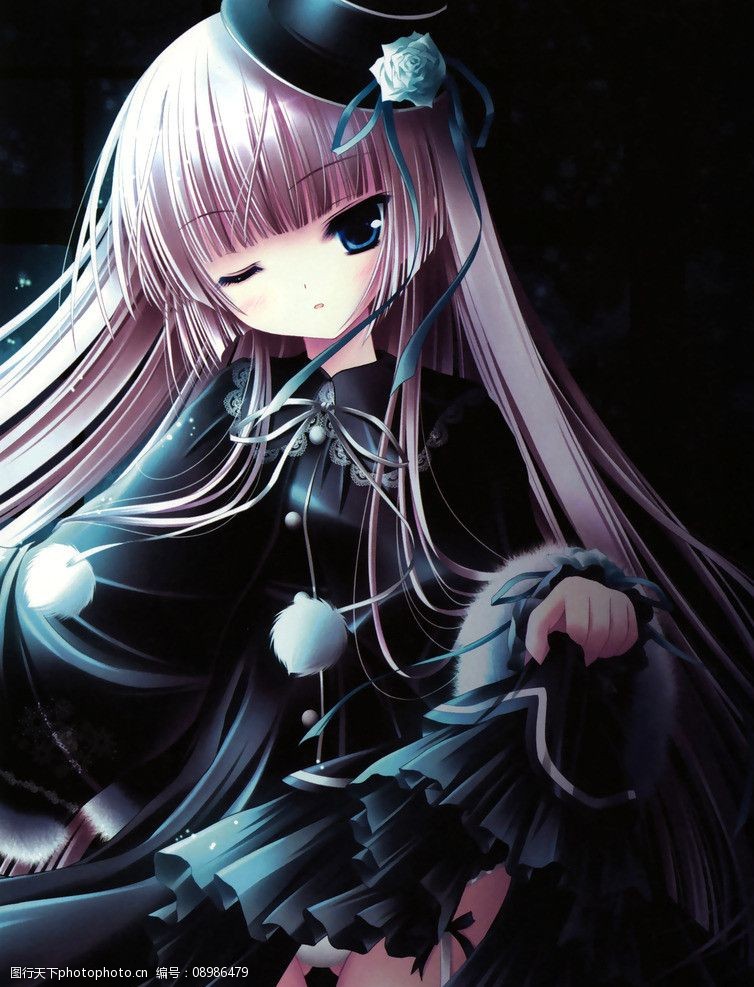 动漫 黑色服装 卡通美女 创意插画 动漫人物 动漫动画 设计 72dpi jpg