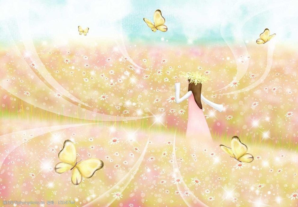美女和蝴蝶图片