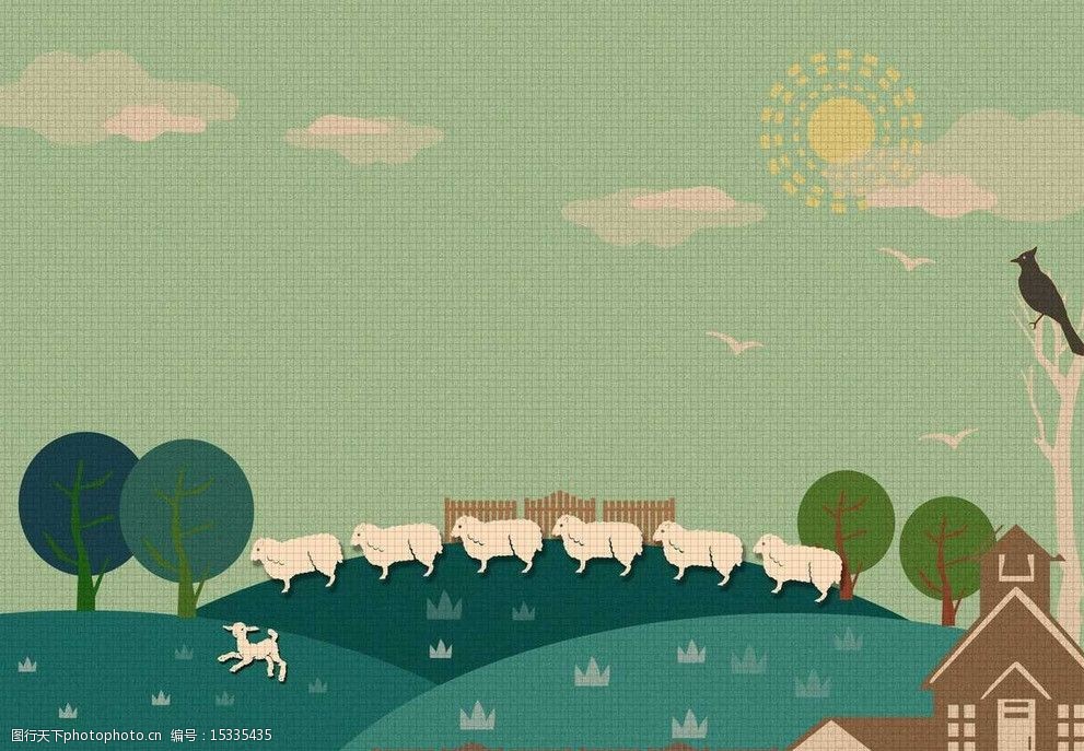 卡通草原牧场图片